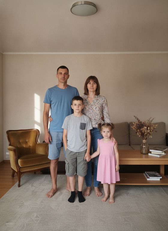 Семья в студии — 3 кадров — Все вместе