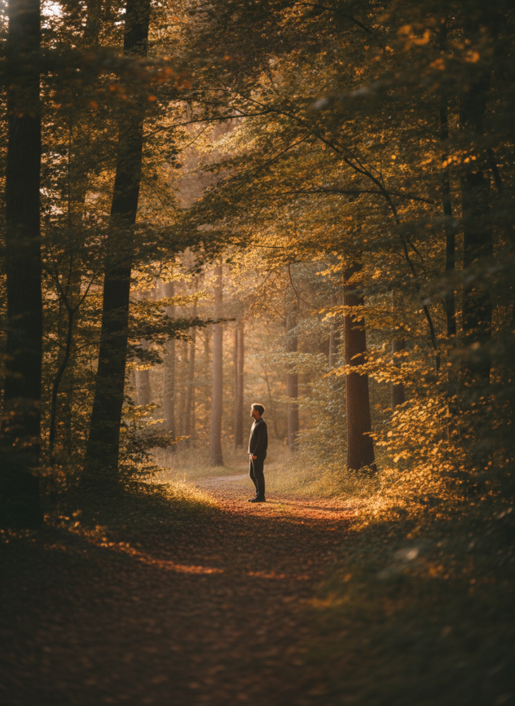 Пример по промту: Photorealistic photo shot through a foreground: the camera looks at a person through leafy