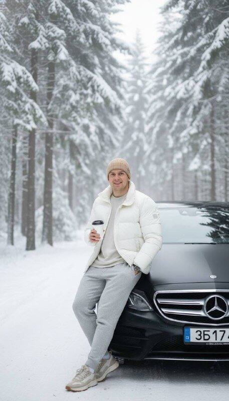 Зимняя фотосессия с автомобилем в лесу