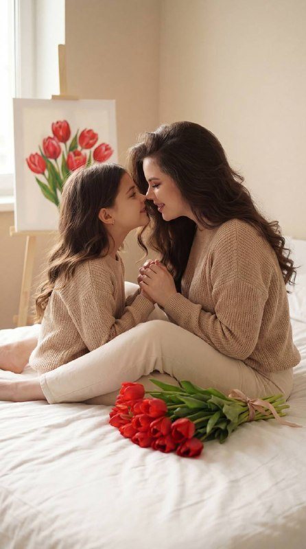 Уютное утро мамы и дочери