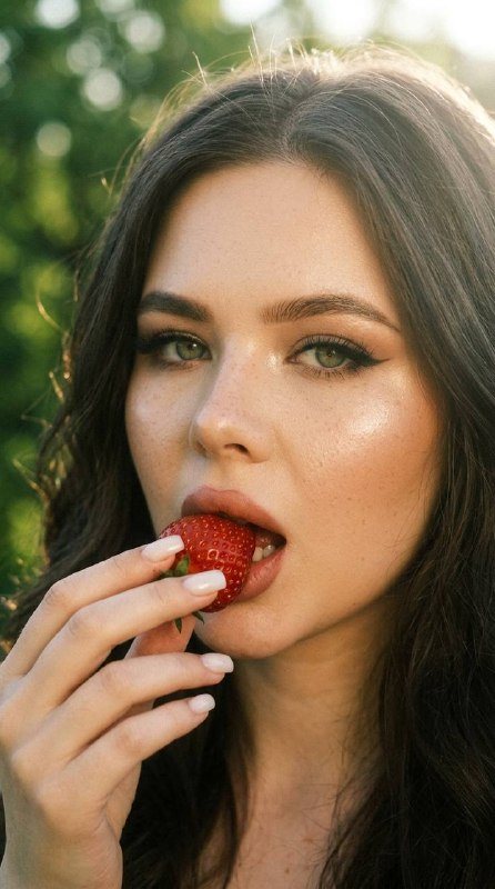 Портрет девушки со спелой клубникой