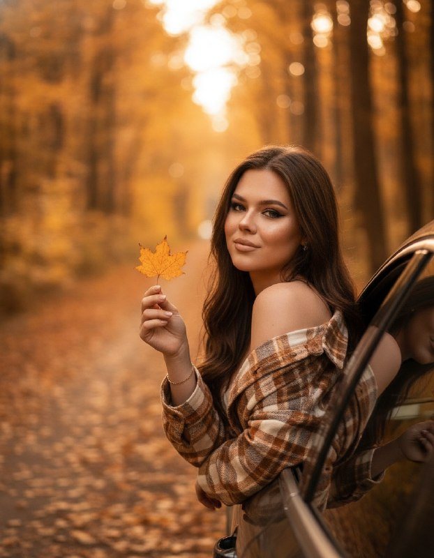 Осенний портрет в окне автомобиля