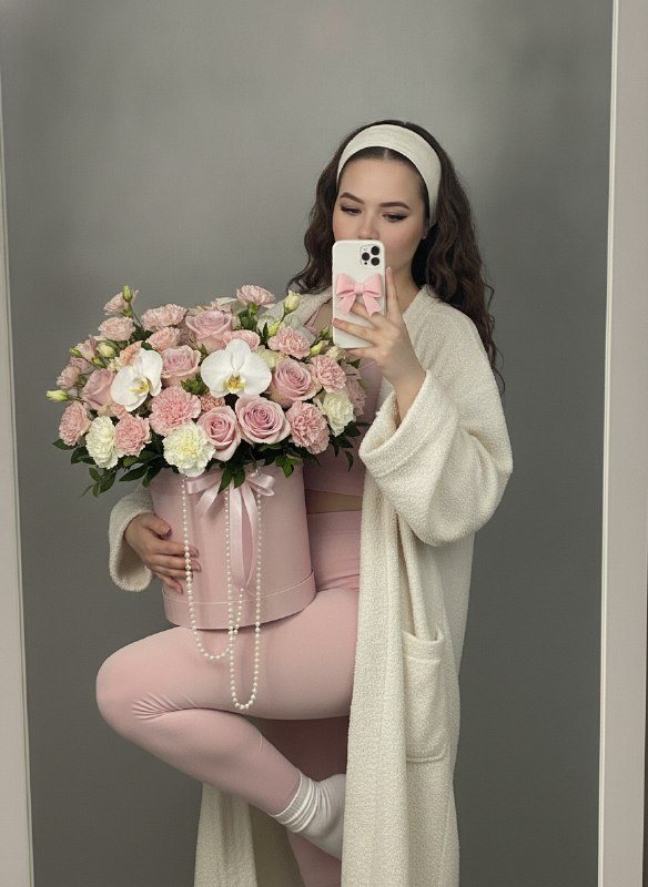 Нежное домашнее селфи с цветами