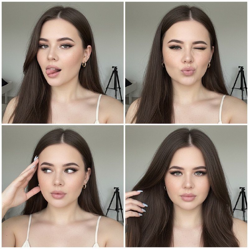 Коллаж из четырех портретов девушки
