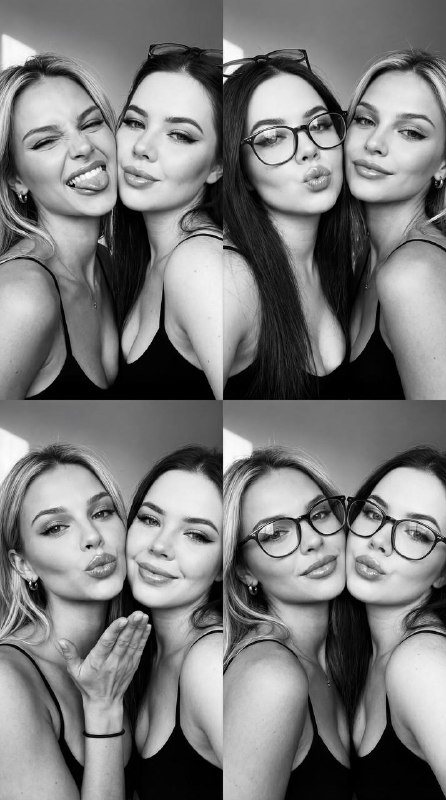 Черно-белый коллаж дружеской фотосессии